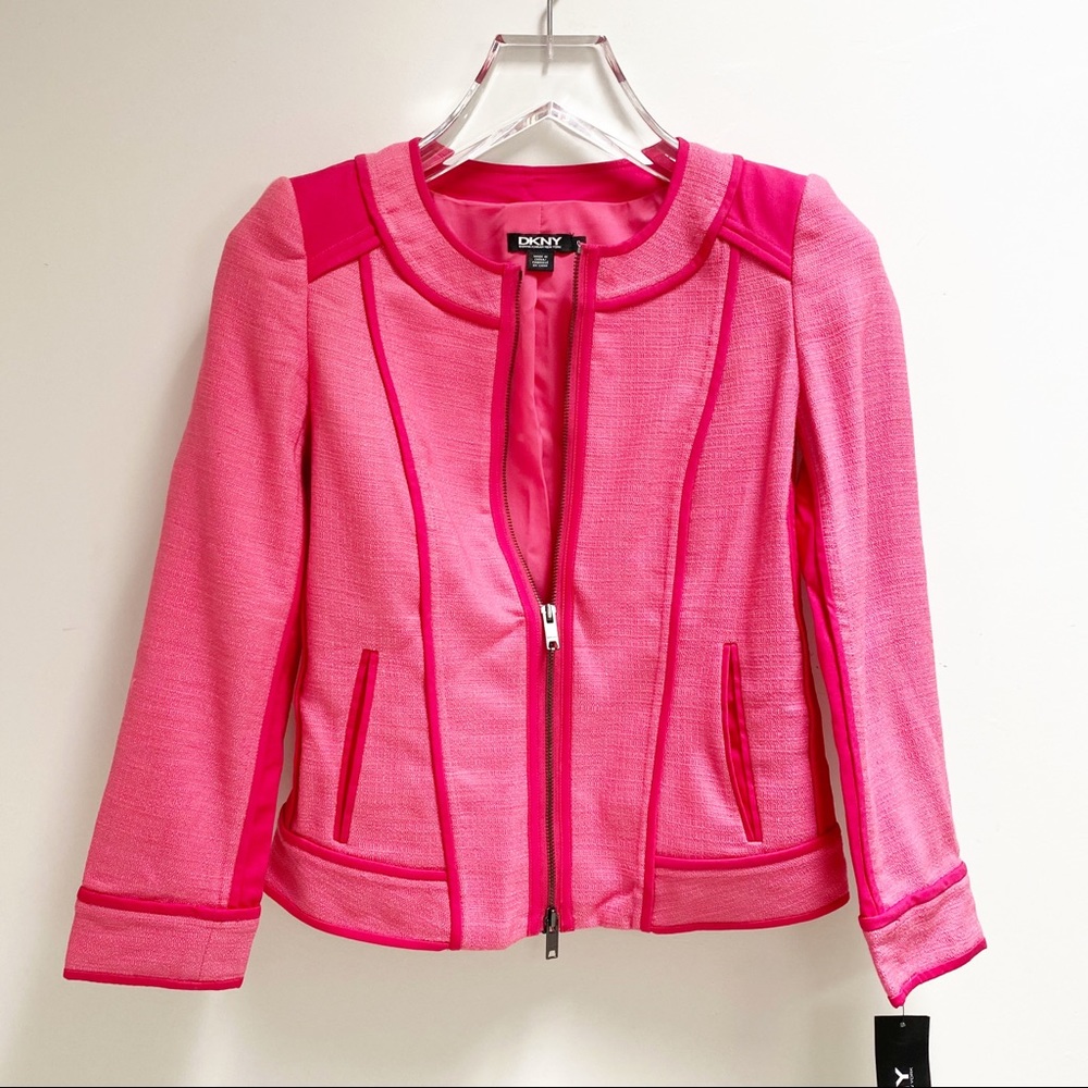 DKNY Ultra Pink Jacket Lined Zip Front Exquisite!